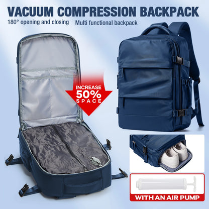 Travel Essentials Vacuum Storage Bag, Carry on Vacuum Compression Travel Backpack For Hiking, Compressed Space Saving Clothes