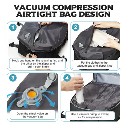 Travel Essentials Vacuum Storage Bag, Carry on Vacuum Compression Travel Backpack For Hiking, Compressed Space Saving Clothes