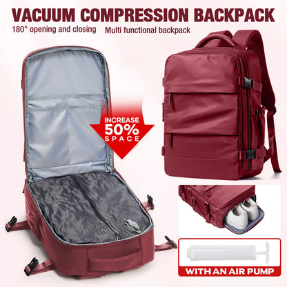 Travel Essentials Vacuum Storage Bag, Carry on Vacuum Compression Travel Backpack For Hiking, Compressed Space Saving Clothes