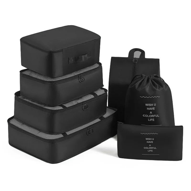 7-piece travel storage bag, portable bag, trendy bag, folding, storage, handbag, packaging box set, convenient for travel