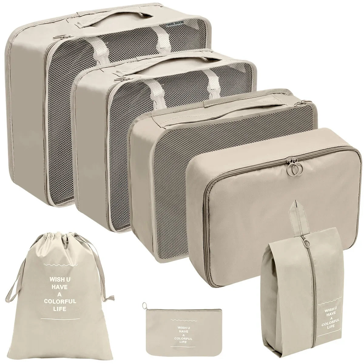 7-piece travel storage bag, portable bag, trendy bag, folding, storage, handbag, packaging box set, convenient for travel