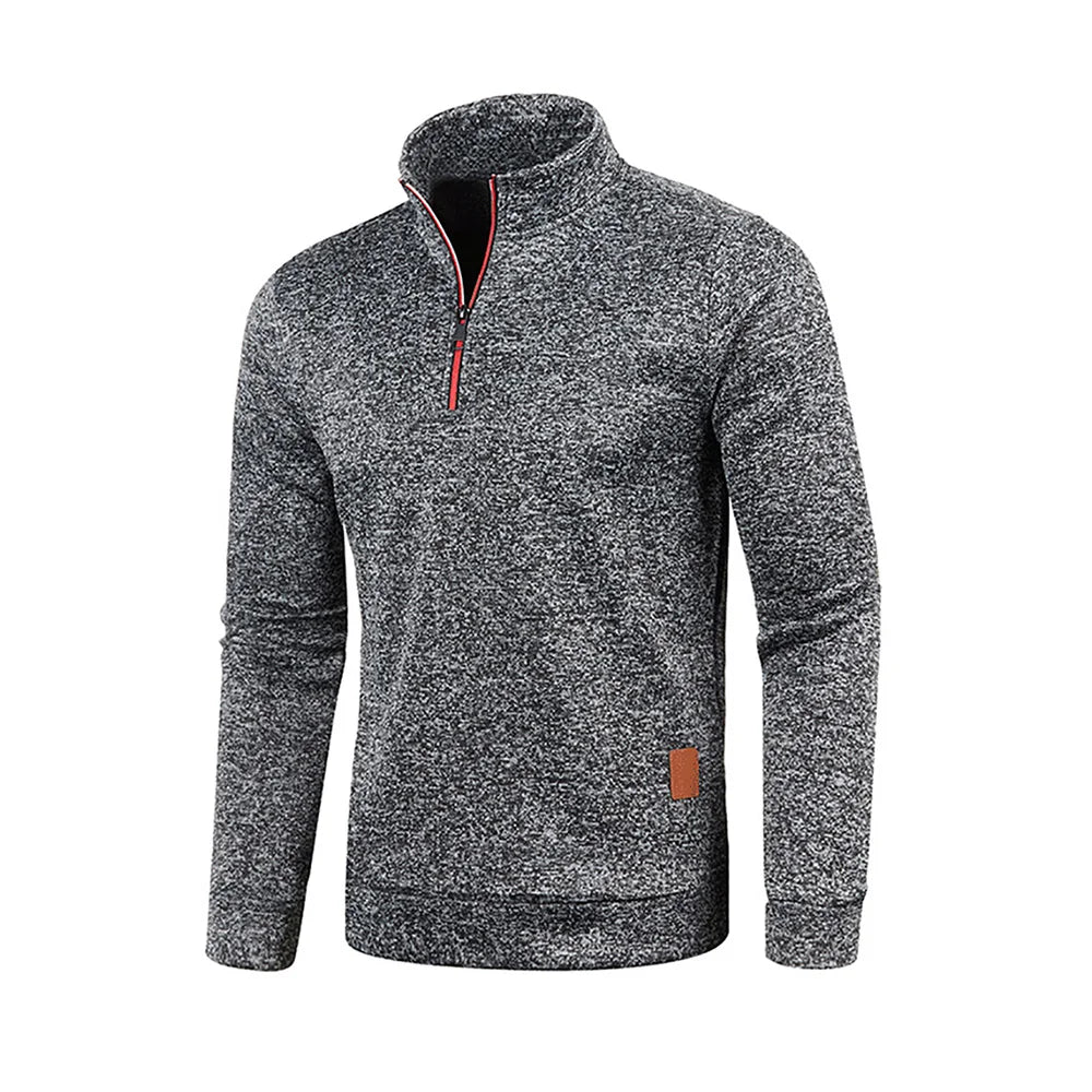 Sweat demi-zip homme – Tissu épais et col montant