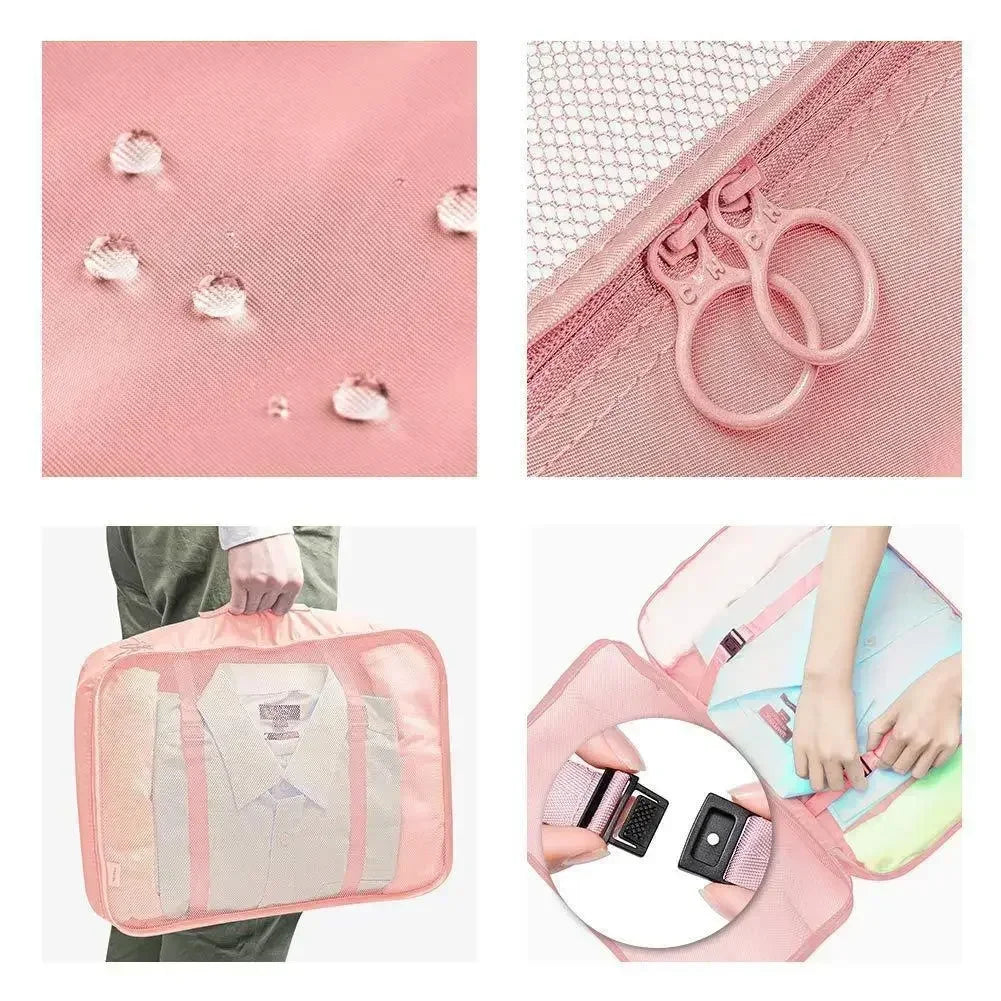 7-piece travel storage bag, portable bag, trendy bag, folding, storage, handbag, packaging box set, convenient for travel