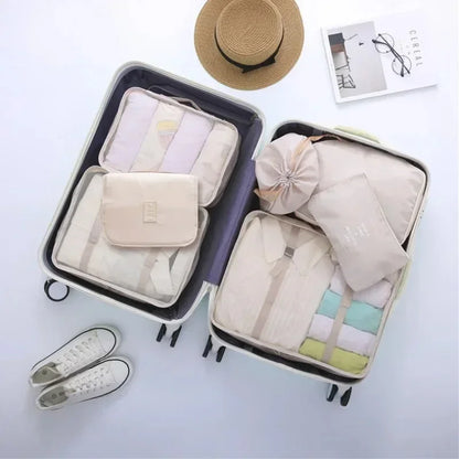 7-piece travel storage bag, portable bag, trendy bag, folding, storage, handbag, packaging box set, convenient for travel