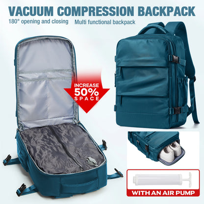 Travel Essentials Vacuum Storage Bag, Carry on Vacuum Compression Travel Backpack For Hiking, Compressed Space Saving Clothes