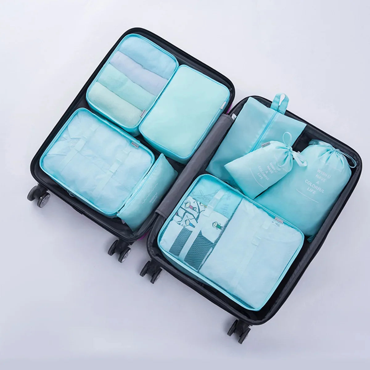 7-piece travel storage bag, portable bag, trendy bag, folding, storage, handbag, packaging box set, convenient for travel