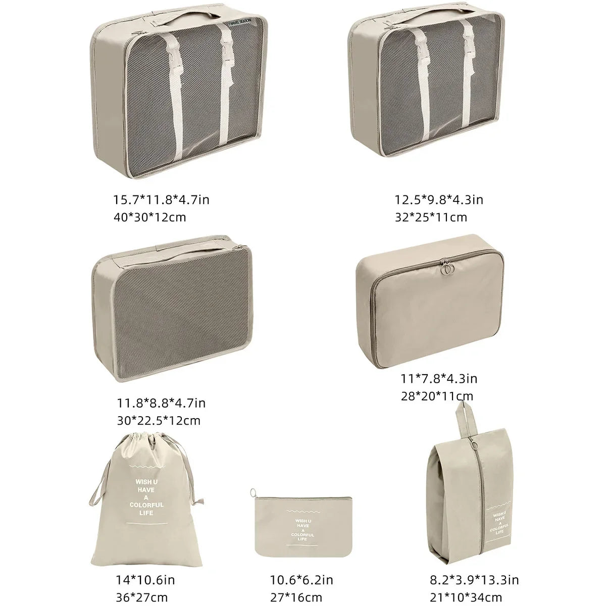 7-piece travel storage bag, portable bag, trendy bag, folding, storage, handbag, packaging box set, convenient for travel