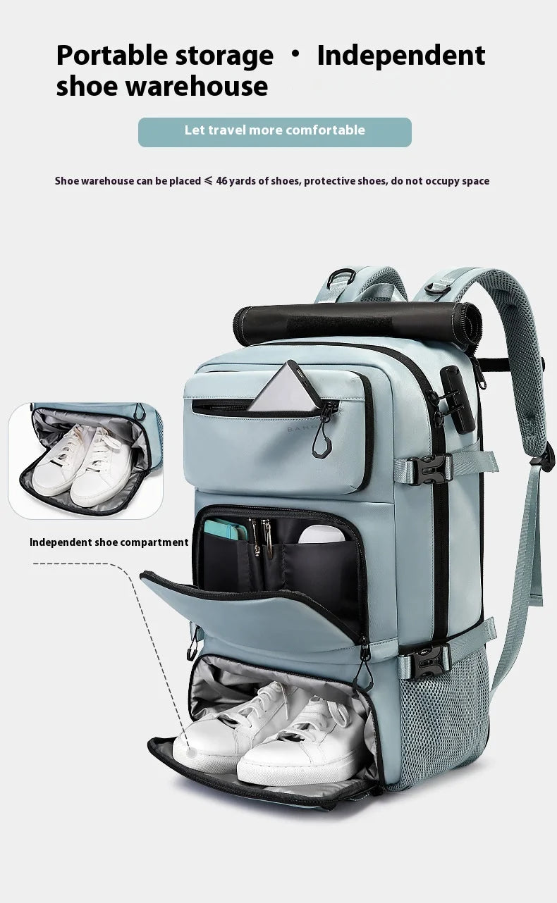 Bange Travel bag For Men Large Capacity  Femal Business Backpack With Shoe Compartment Waterproof Anti-theft Backpacks