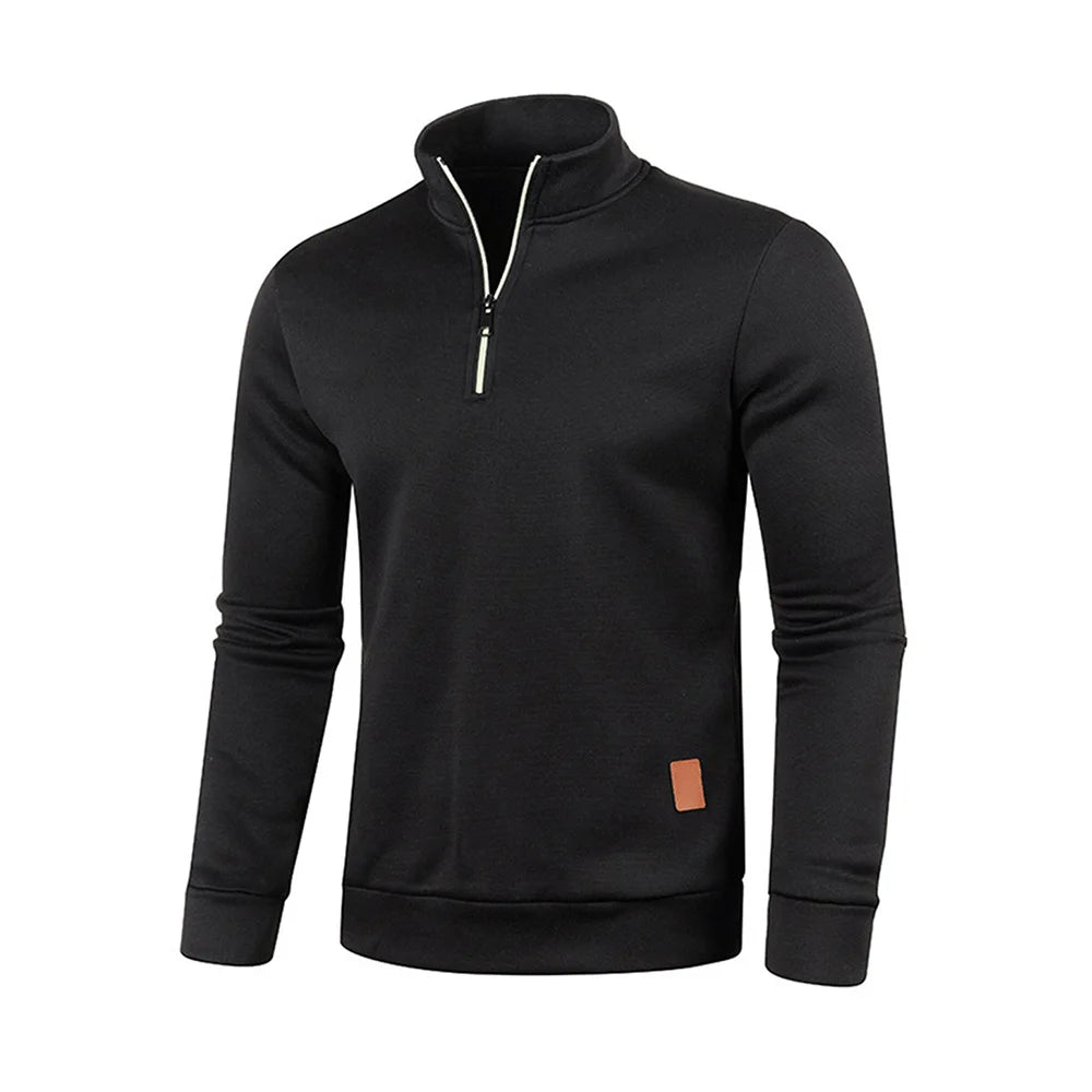 Sweat demi-zip homme – Tissu épais et col montant