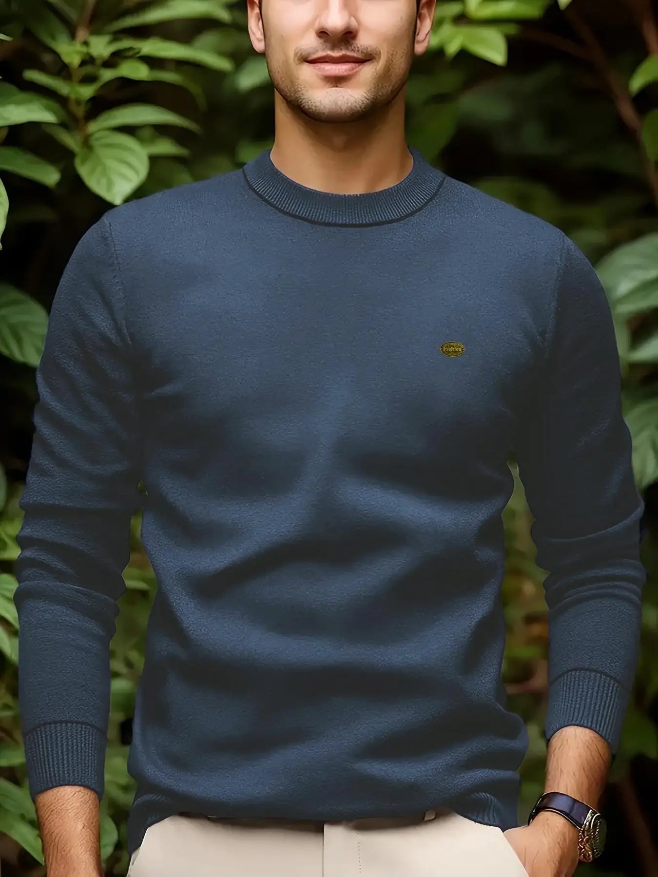 Pull chaud homme – Col rond, coupe slim, hiver