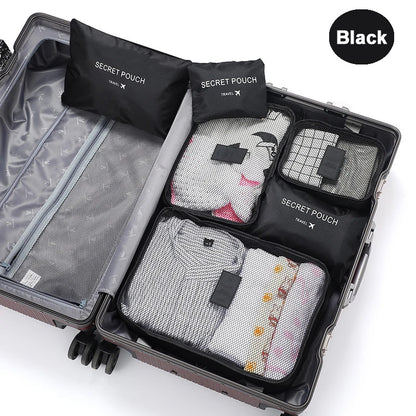6Pcs Travel Clothes Storage Bags Set - Portable Luggage Organizer Suitcase Packing Cubes with Shoe Pouch