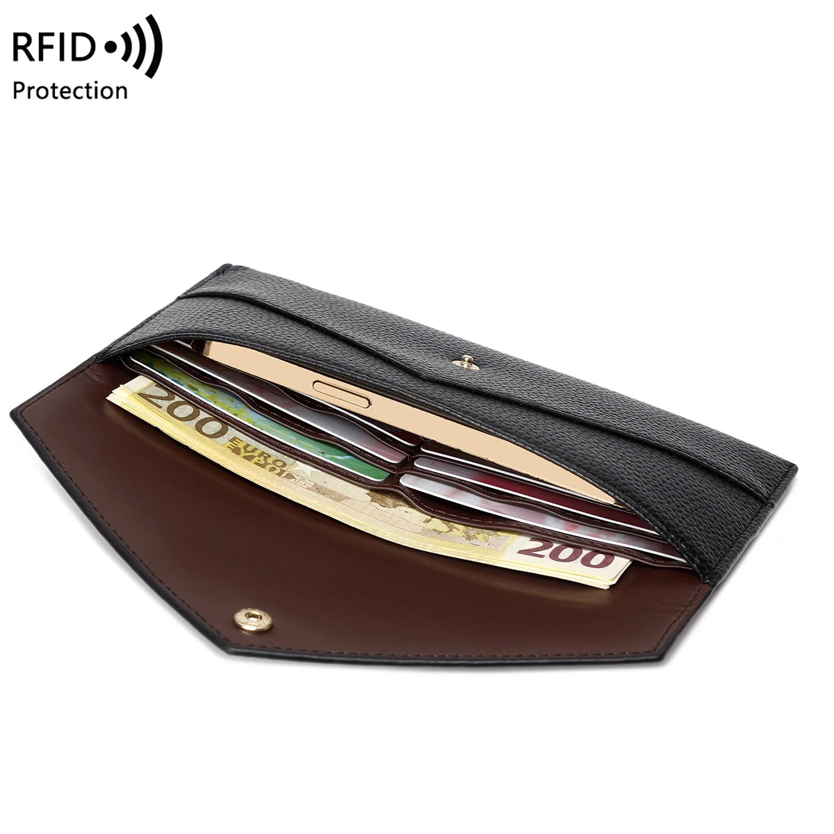 Portefeuille Long Anti-Vol RFID pour Femme