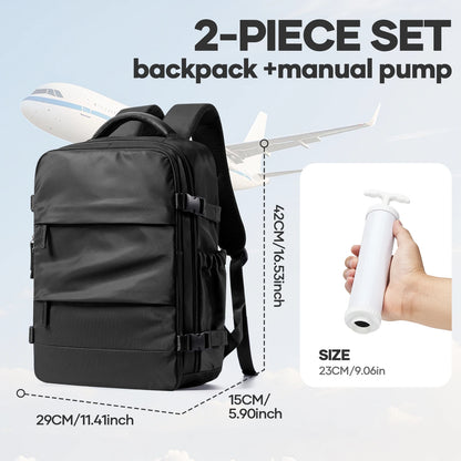 Travel Essentials Vacuum Storage Bag, Carry on Vacuum Compression Travel Backpack For Hiking, Compressed Space Saving Clothes