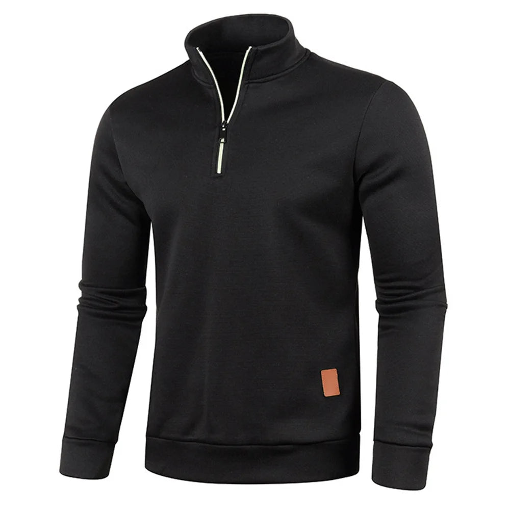 Sweat demi-zip homme – Tissu épais et col montant