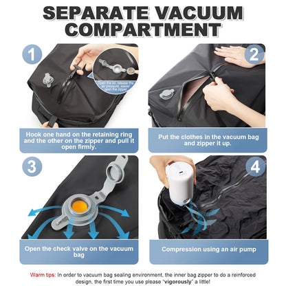 Vacuum Backpack Travel Bag for Men Large Capacity Backpack Business Laptop Backpack Women Men Expandable Backpack School Bag