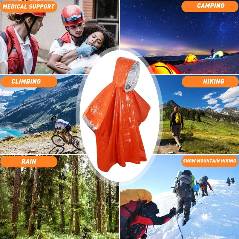 Poncho de Pluie / Couverture de Survie Thermique d'Urgence