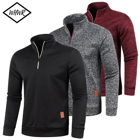 Sweat demi-zip homme – Tissu épais et col montant