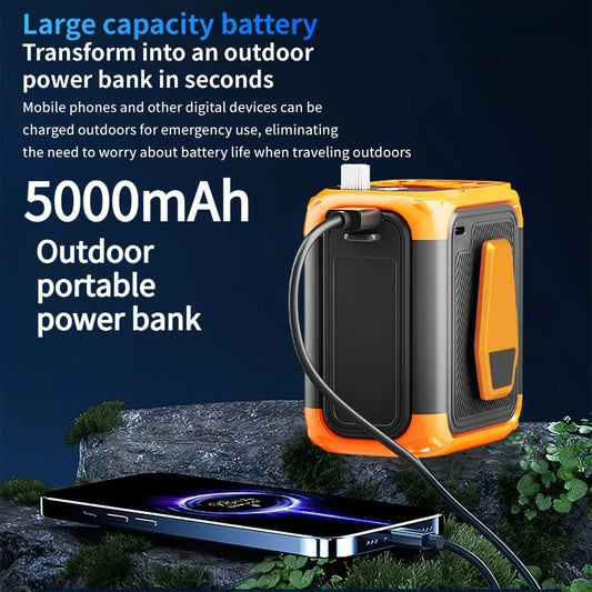 Batterie Externe Portable 5000mAh avec Lampe LED et Ventilateur Intégré